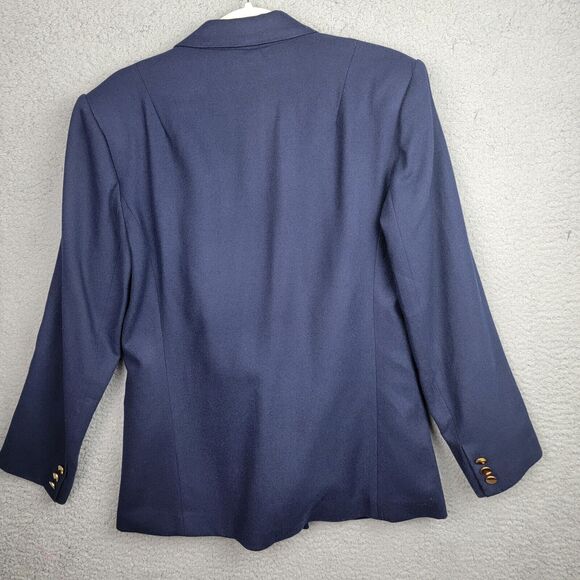 The Villager Blazer Womens 10 Blue Wool Double Breasted Gold Buttons Vintage - Picture 2 of 14